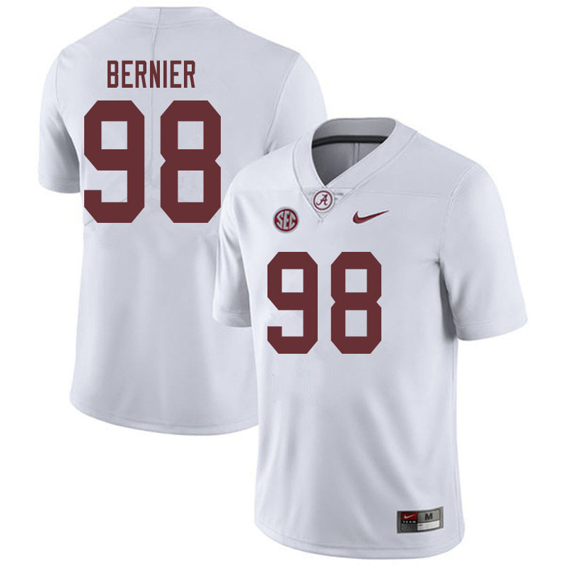Alabama Crimson Tide Men's Mike Bernier #98 White NCAA Nike Authentic Stitched 2019 College Football Jersey ED16S75YD